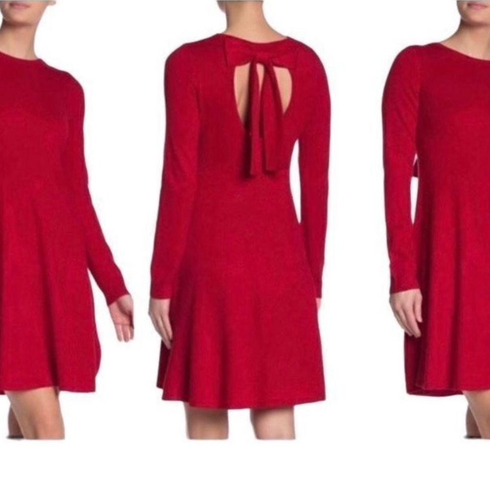 Vince Camuto Red Kehole Back Dress with Bow